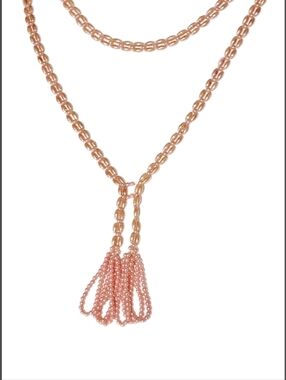 Iradescent Pink Beaded Infinity Necklace